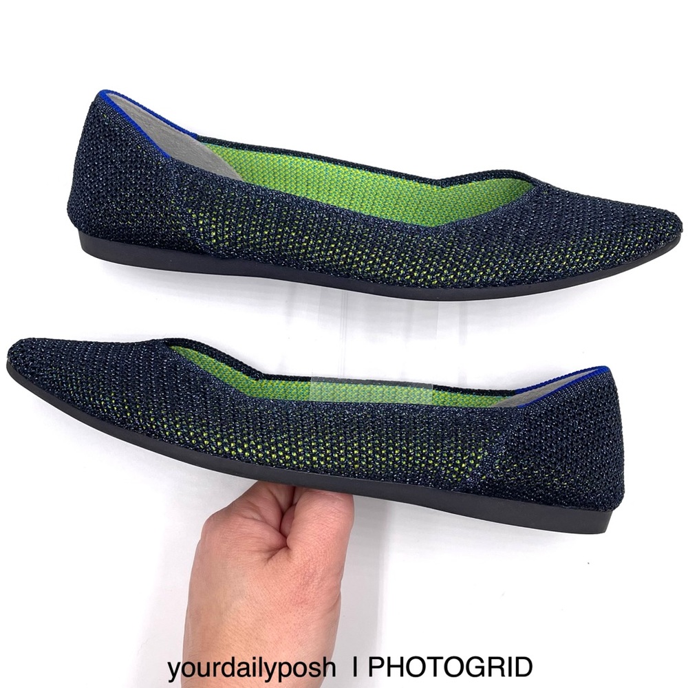 Rothy’s retired metallic blue green lattice stitch flats women’s US 6.5 - Picture 3 of 16